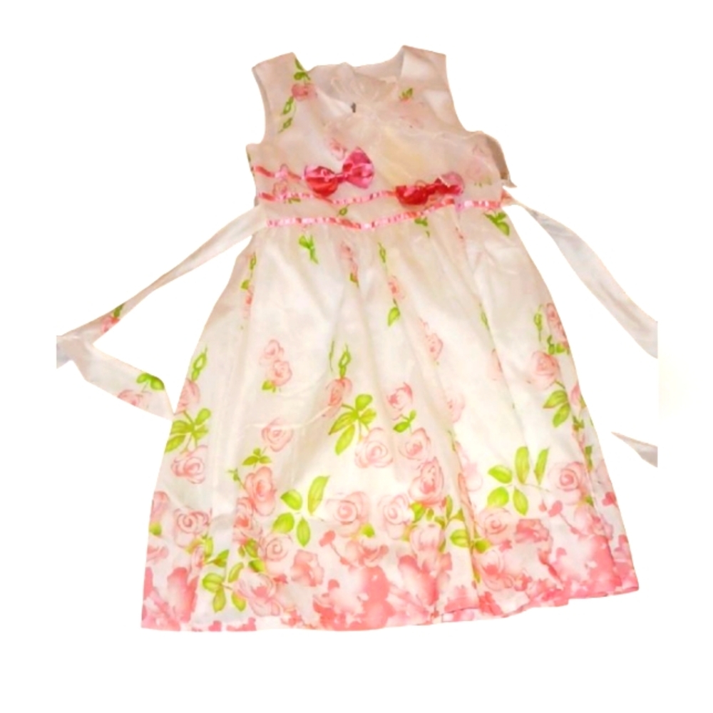 Floral Pink and White Kids Dress